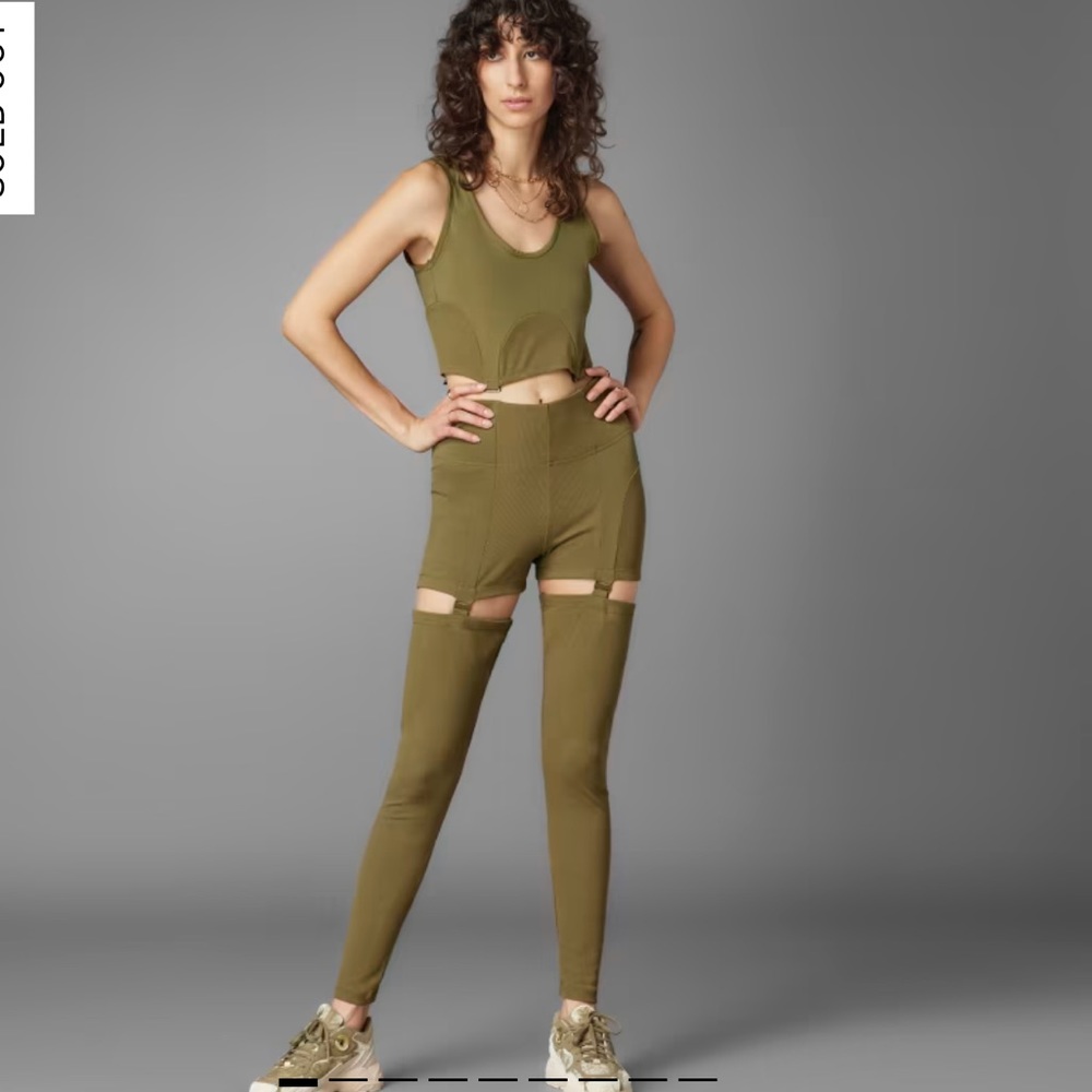 Adidas Originals Womens Always Original Rib Two-in-One Tights - Focus Olive
